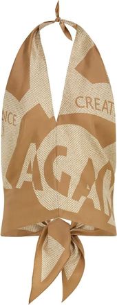 Ferragamo Foulard in seta con stampa Venna - Toni neutri