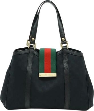 Gucci Pre-owned Handbags, female, Black, Size: ONE SIZE Pre-owned Canvas Handbag