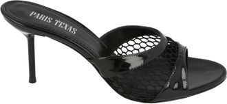 PARIS TEXAS Lidia Patent Leather And Mesh Mules