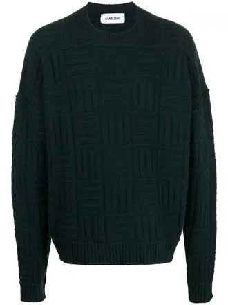 AMBUSH monogram-pattern crew neck jumper - men - Wool/Polyamide/Viscose/Cashmere - M - Green