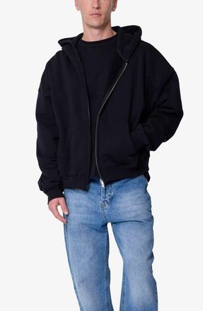 mnml Heavy Basic Cotton Zip Front Hoodie in Black at Nordstrom, Size Xx-Large