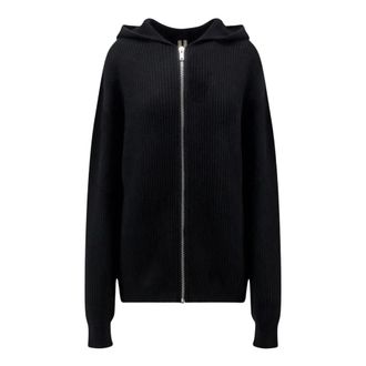 Rick Owens Sudadera con cremallera de lana virgen acanalada - Sweatshirts & Hoodies - Hombre - Negro - 2XL