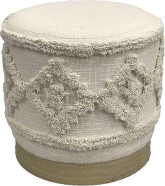 Mauro Ferretti Puff redondo de tela beige cm 40x40