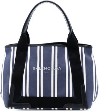 Balenciaga Pre-owned Balenciaga Canvas Striped Navy Cabas S Ladies UMFEOQKUAETNEOOD