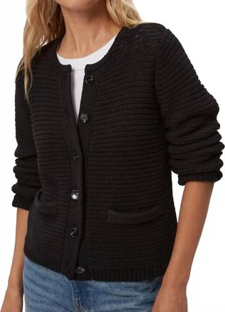 Michael Stars Kaden Tape Yarn Cardigan In Black