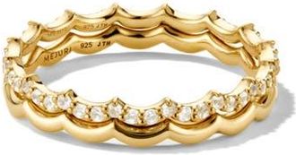 Mejuri Scalloped Sapphire Stacker Set in 18K Gold Vermeil by MEJURI at Nordstrom, Size 7