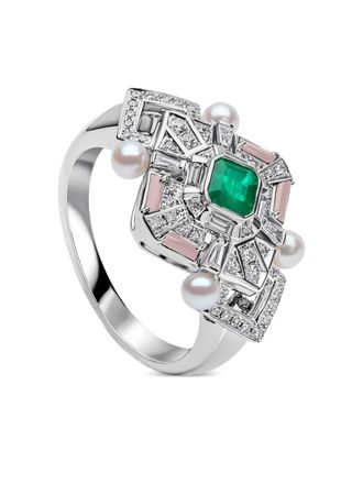 Yoko London Cleopatra emerald and diamond ring - Argento