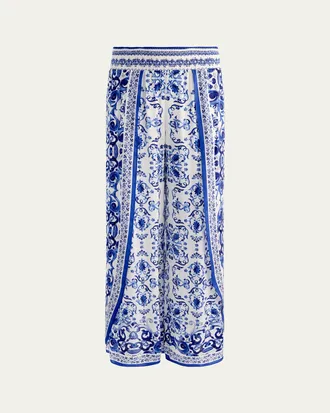Alice & Olivia Larissa Smocked Open Pleat Pants
