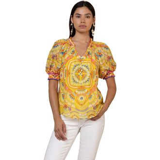 Hale Bob Brisa Voile Top in Yellow at Nordstrom, Size Medium