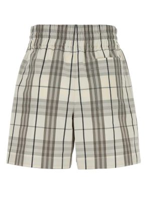Burberry Womens Embroidered Poplin Shorts Cottonipcheck Exterior: Cotton