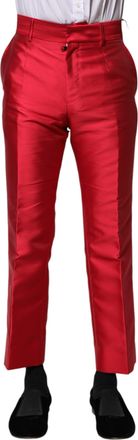 Dolce & Gabbana Mens Red Silk Satin Trousers - Size EU 46 (Mens)
