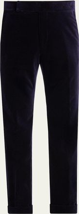 Tom Ford Mens Cotton Velvet Straight Leg Flat-Front Trousers
