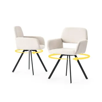 Urban Meuble Juego de 2 sillas giratorias escandinavas de tela beige
