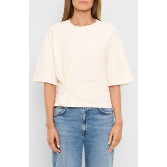Michael Stars Zinnia Pleated Side Cotton T-Shirt in Chalk at Nordstrom, Size X-Small