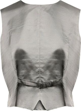 Maison Margiela S52Fb 0096 Waistcoat - Dames - Tops zonder mouwen - Grijs - M - Leer - Tops