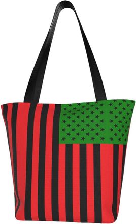 AOOEDM Tote Bag Red Black Greenafrican American Flag Shopping Bags Small Reusable Market Bag Beach Tote Bags Travel Totes