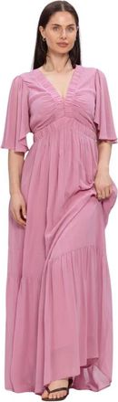 Lina Locchi Ll-Allesia Maxi Jurk - Dames - Avondkleed - Roze - M - Denim - Kleedjes