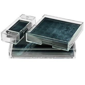 Posh Trading Company Matbox Clear - Silver Leaf - Stormy Sky in Dark Grey | Size: 18 Pack
