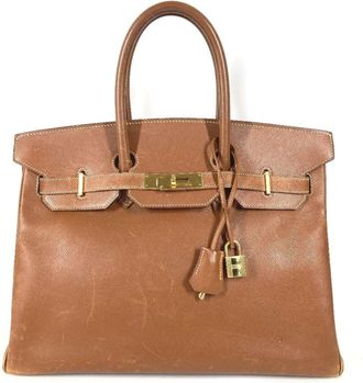 Herm&egrave;s Birkin Gold Courchevel Leather Handbag Tote Bag (Pre-Owned)