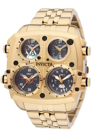 Invicta Aviator - Zulu Time 49604 Heren Horloge - Quartz Uurwerk - Roestvrij Staal met zwarte Wijzerplaat - 50mm