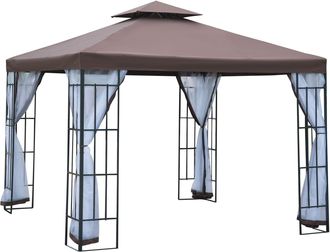 OUTSUNNY 3 x 3(m) Patio Gazebo Canopy Garden Pavilion with 2 Tier Roof