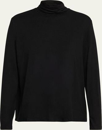 Majestic Filatures Soft Touch Pleated Long-Sleeve Turtleneck