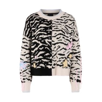 Marc Cain Trui met dierenprint - Dames - Truien - Wit - Maat: XL Wol
