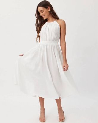 Bella Dahl Cut Out Midi Halter Dress In White