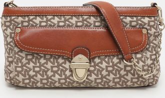 DKNY Dkny Beige/brown Signature Canvas And Leather Shoulder Bag
