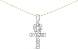 House of Brilliance 10K Yellow Gold 1.00 Cttw Ankh Cross Pendant at Nordstrom