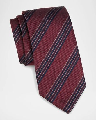 Canali Men & apos;s Striped Silk Tie