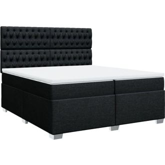 vidaXL Cama Box Spring Con Colch&oacute;n Tela Negro 200x200 Cm Vidaxl