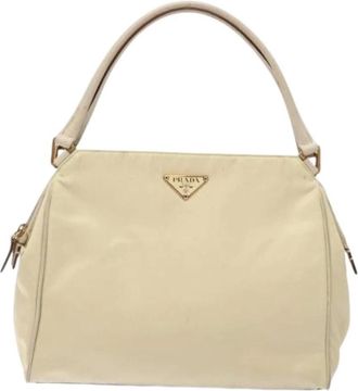 Prada Pre-owned Shoulder Bags, female, Beige, Size: ONE SIZE Pre-owned Nylon Shoulder Bag