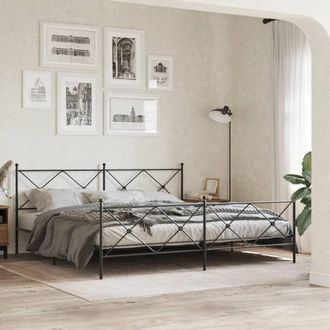 Berkfield Home Metal Bed Frame without Mattress with Footboard Black 193x203cm | Size: 193x203 cm