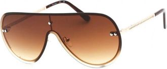 Guess Womens Oversized Shield Sunglasses Model Gugf040032fac - Tan Metal - One Size