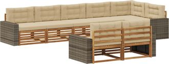 vidaXL Conjunto De Sof&aacute;s De Exterior 8 Uds. Natural Y Beige Vidaxl