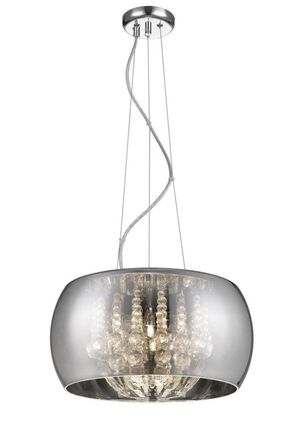 Netlighting Deni 6 Light Chrome Crystal Pendant Ceiling Light in Grey