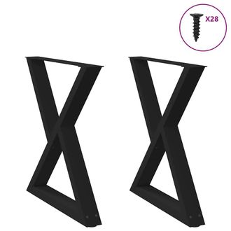 Berkfield Home Dining Table Legs 2 pcs Black 80x(72-73.3) cm Steel