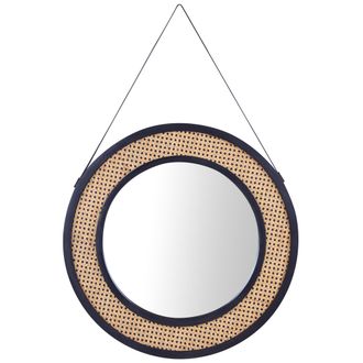 Beliani Beliani - Espejo De Pared Decorativo Estilo Boho Con Forma Redonda Y Marco De Rat&aacute;n Natural &Oslash; 70 Cm Cambrai