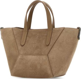 Brunello Cucinelli Womens Suede Shoulder Bag Beige