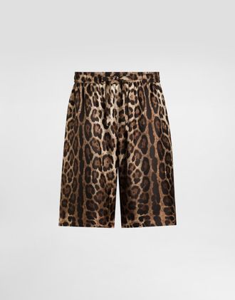 Dolce & Gabbana Leopard-print Silk Shorts - Man Pants And Shorts Animal Print 44