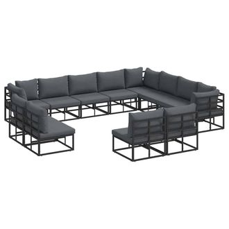 Berkfield Home Garden Sofa Set 12 pcs Black 353 x 283 x 71 cm Aluminium