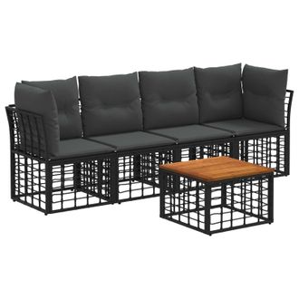 vidaXL Conjunto De Sof&aacute;s De Exterior 5 Pcs Negro Y Gris Oscuro Vidaxl