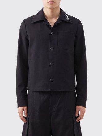 Amiri Giacca a camicia in cotone con collo cubano e logo ricamato
