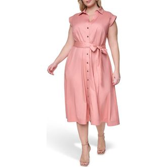 Calvin Klein Cap Sleeve Shirtdress in Desert Rose at Nordstrom Rack, Size 18W