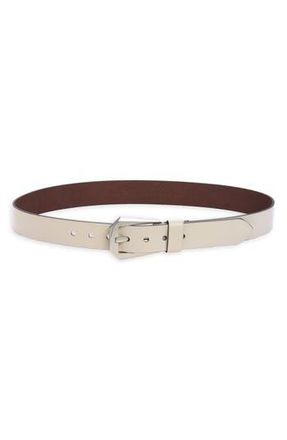 AllSaints Western Hexagonal Buckle Leather Belt in Gypsum White /Antique Nickel at Nordstrom Rack, Size X-Large