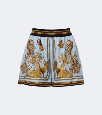 La DoubleJ Shorts Pull-Up de sarga de seda estampados