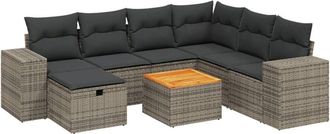 vidaXL Vidaxl - Set De Sof&aacute;s De Jard&iacute;n 8 Pzas Y Cojines Rat&aacute;n Sint&eacute;tico Gris