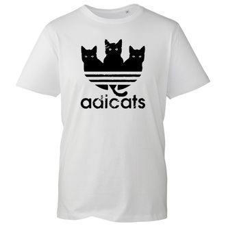 Generic Novelty Adicats T-Shirt, Funny Famous Sportswear Brand Logo Cat Faces Parody Animal Pet Lover Streetwear Shirt, Gift Unisex Tee Top (White, 3XL)