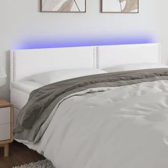 vidaXL Cabecero Con Led Cuero Sint&eacute;tico Blanco 200x5x78/88 Cm Vidaxl